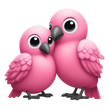 Two cute pink birds are hugging each other and are forming a heart shape expressing love and affection  sticker