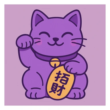 Purple Chinese lucky cat in a flat toon style  sticker