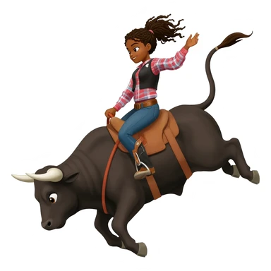 Girl brown skin bull riding competition sticker