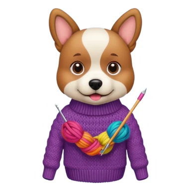 dog knitting a sweater sticker