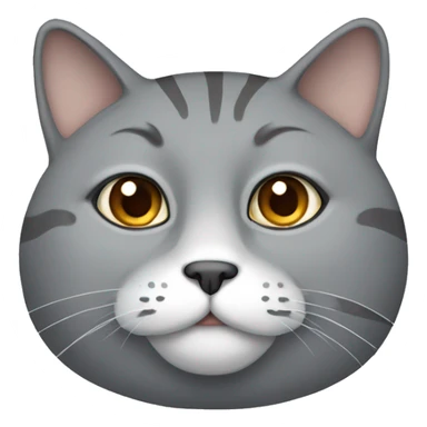 gray fat cat with brown eyes  sticker