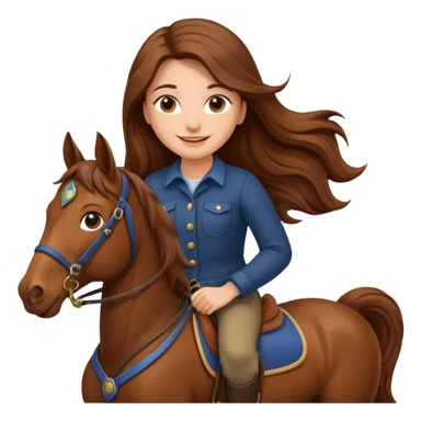 smiling girl with long hair riding horse sticker