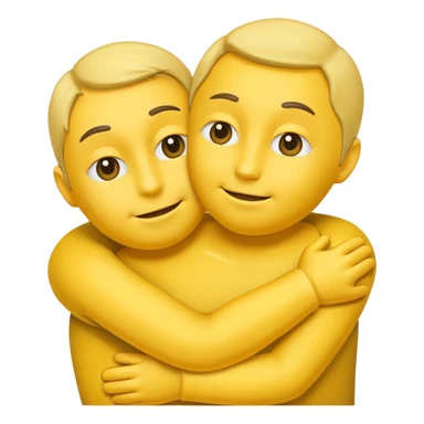 neutral poker face emoji, gently hugging another emoji, friendly and inviting sticker