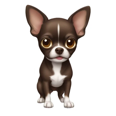 A dark brown chihuahua with a white patch on its forehead sticker