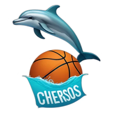 Dolphin with basketball and a label that says "Cherno more Odesos" in front of the dolphin and the basketball sticker
