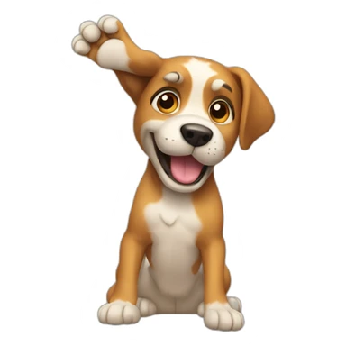 Dog waving sticker
