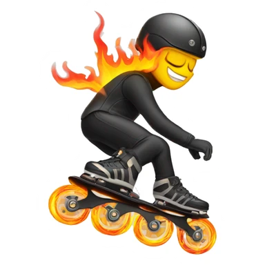 inline rollerblading with wheels on fire sticker