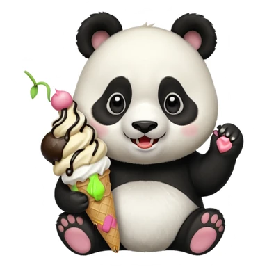 Panda eating ice cream sticker