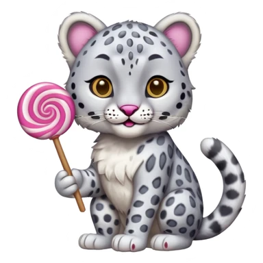 Snow leopard holding a lollipop  sticker