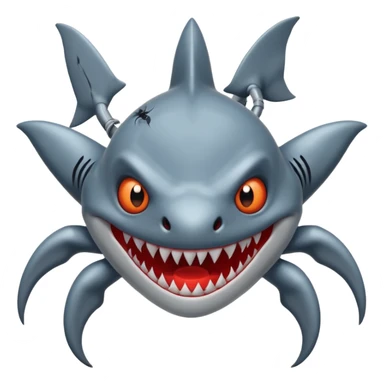 Ein riesiger hai mit spinnen Beinen und 14 Augen  sticker