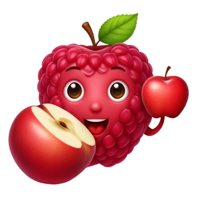 A raspberry eats an apple sticker