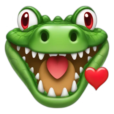 crocodile with red eyes shaped like hearts sticker