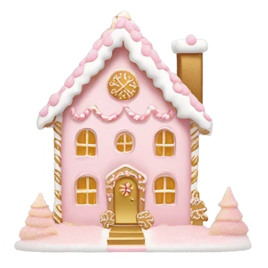 light pink and gold and white gingerbread house sticker