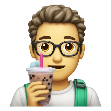 cute toolshop man drinking bubble tea sticker