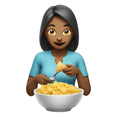 Mujer comiendo sticker