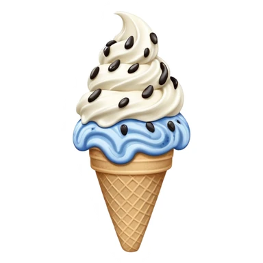 blue cookies and cream ice cream on a cone sticker