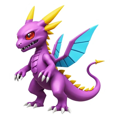 A 3D CGI model of a randomly-colored cool badass Fakémon-Pokémon-Digimon-Spectrobe-creature (full body) sticker