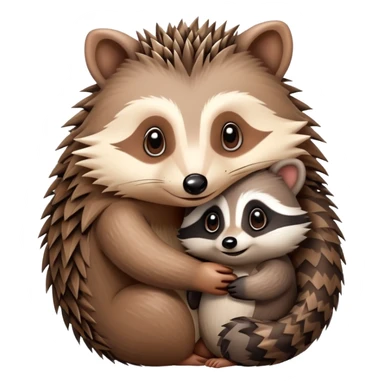 Hedgehog and raccoon hugging sticker