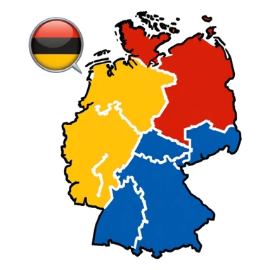 Germania divisa con bandiera US sud-ovest (Monaco, Francoforte), UK nord-ovest (Amburgo, Colonia), URSS est (Berlino Est, Dresda), France sud-ovest (Stoccarda, Friburgo) sticker