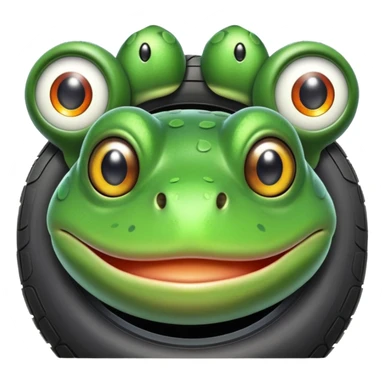 a frog that is a tire   but only the head is that of a frog  sticker