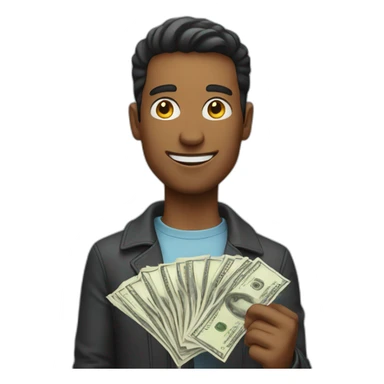a man holding cash sticker