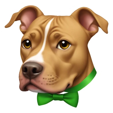 Light brown pitbull with ears cropped and green bows sticker