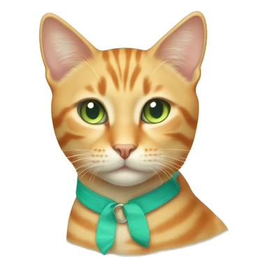 light orange stripes cat with pale green eyes and a teal collar  sticker