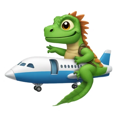 An iguana riding on an airplane  sticker