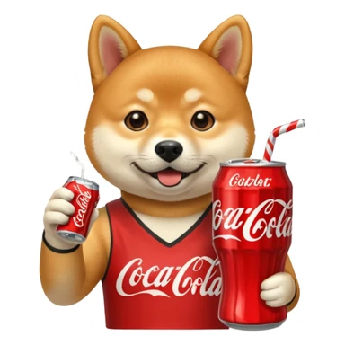Shiba Jasper drinking Coca Cola  sticker