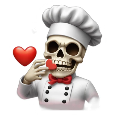 Skull chef blowing kiss heart sticker