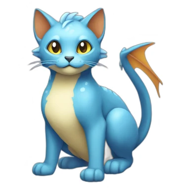 Sitting-bicolor-cat-dragon-type-pokemon sticker