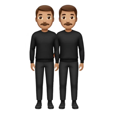 man with mustache, brown hair, 33years old, shirt, high temple Black pullover with a white shirt underneath and black fabric trousers 👕🖤👖 sticker