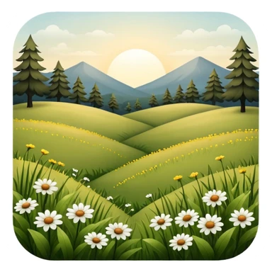 meadow with dark foliage and muted sunlight, daytime sticker