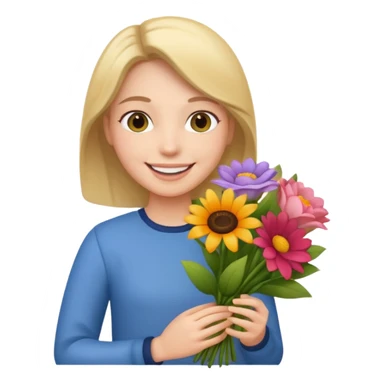 flower-holding person bouqet sticker