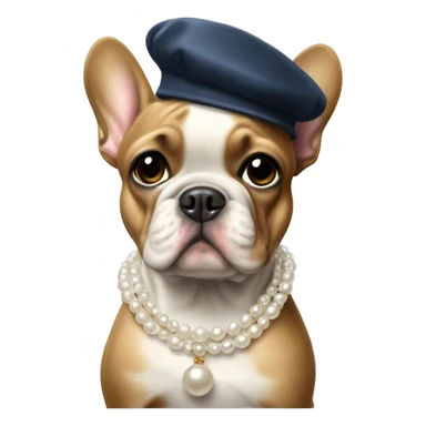 Frenchie wearing beret and pearls  sticker