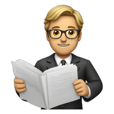 lawyer with glasses and documents in his hands sticker