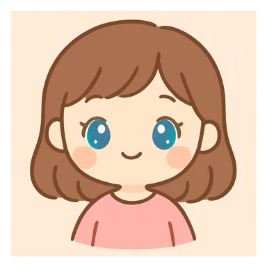 cute white girl with brown hair and blue eyes, kawaii style, adorable and charming expression sticker