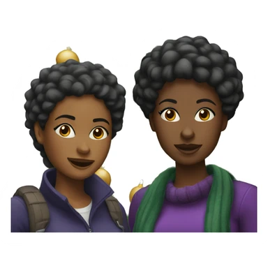 Two black women at a Christmas tree market sticker
