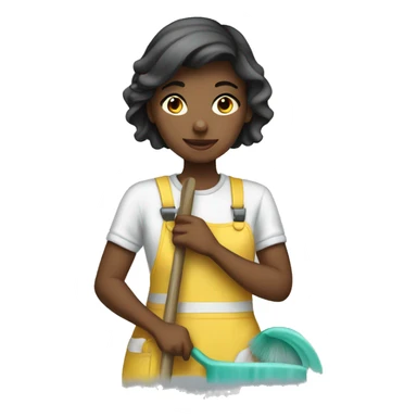 Girl cleaning sticker