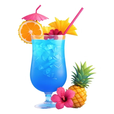blue tropical cocktail with hibiscus and pineapple garnishes sticker