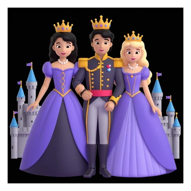 prince and princess disny dress close up photo in castle sticker