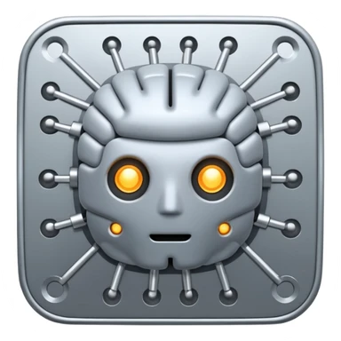 AI brain with electrodes in a 2D square sticker