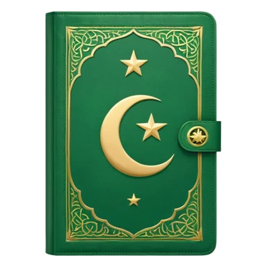 Closed Quran with the Islamic Symbol on it (moon and star) green sticker