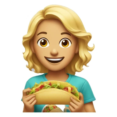 Happy girl eating taco sticker