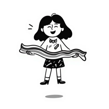 little girl with bacon sticker