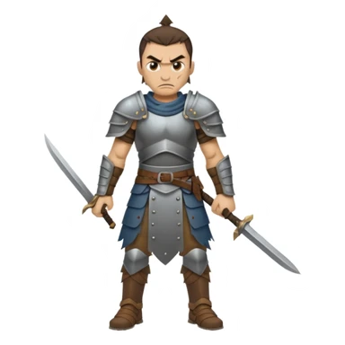 full body Hun warrior inspired by Mulan, barbaric, sharp cheekbones, angry glare, armored, tattered clothing sticker