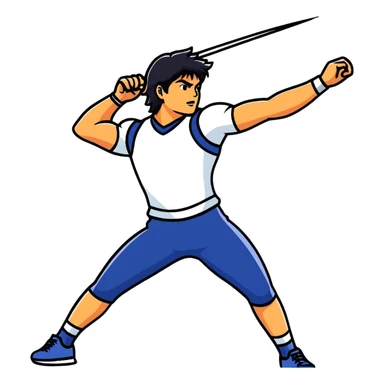 Neeraj Chopra throwing javelin in competition, dynamic pose sticker