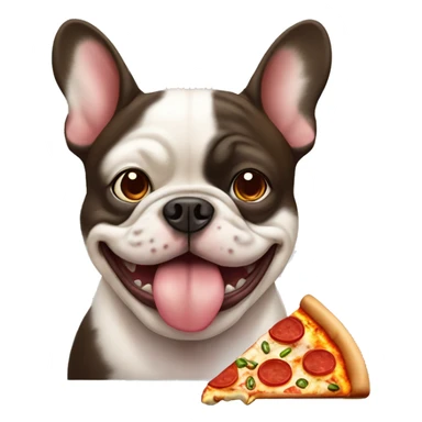 French bull dog with pizza sticker