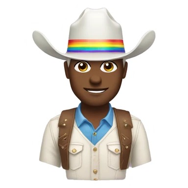 white cowboy with rainbow pride hat sticker