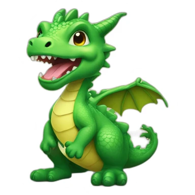 Cute green little dragon, showing his tongue sticker
